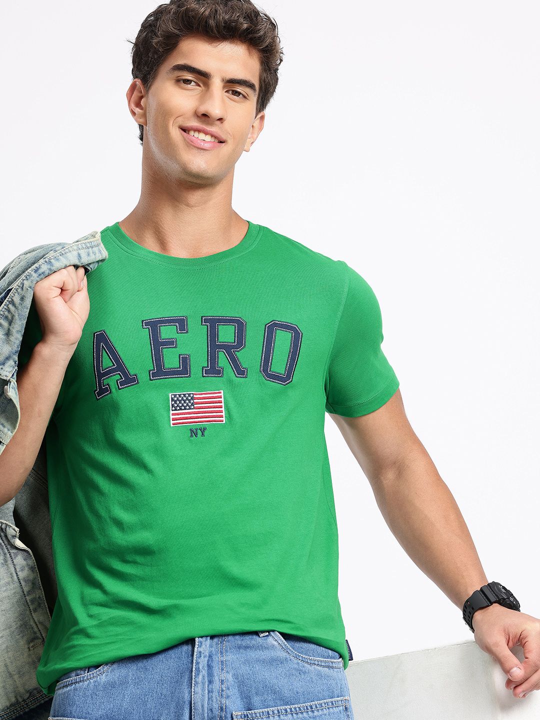 Aeropostale Brand Logo Pure Cotton Applique T-shirt