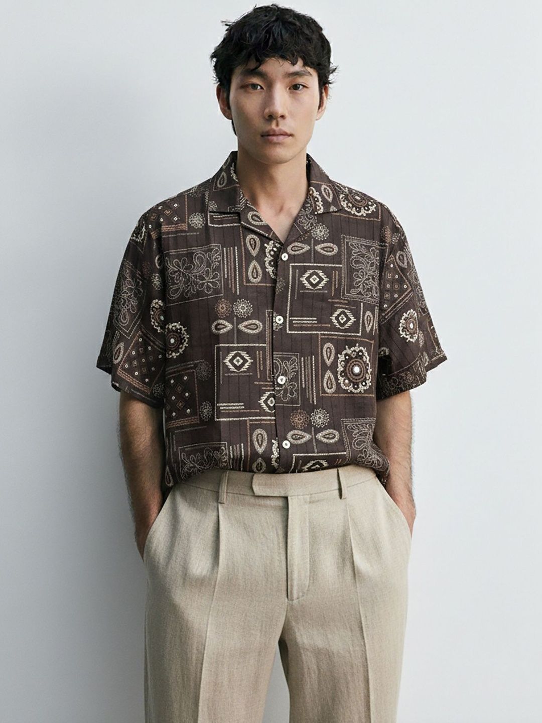 MISCHIEF MONKEY Men Classic Printed Casual Shirt