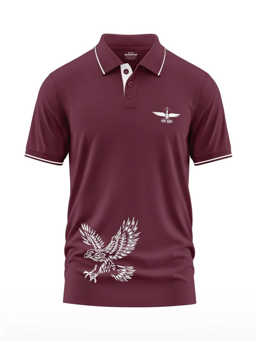 Warrior World Men Printed Polo Collar T-shirt