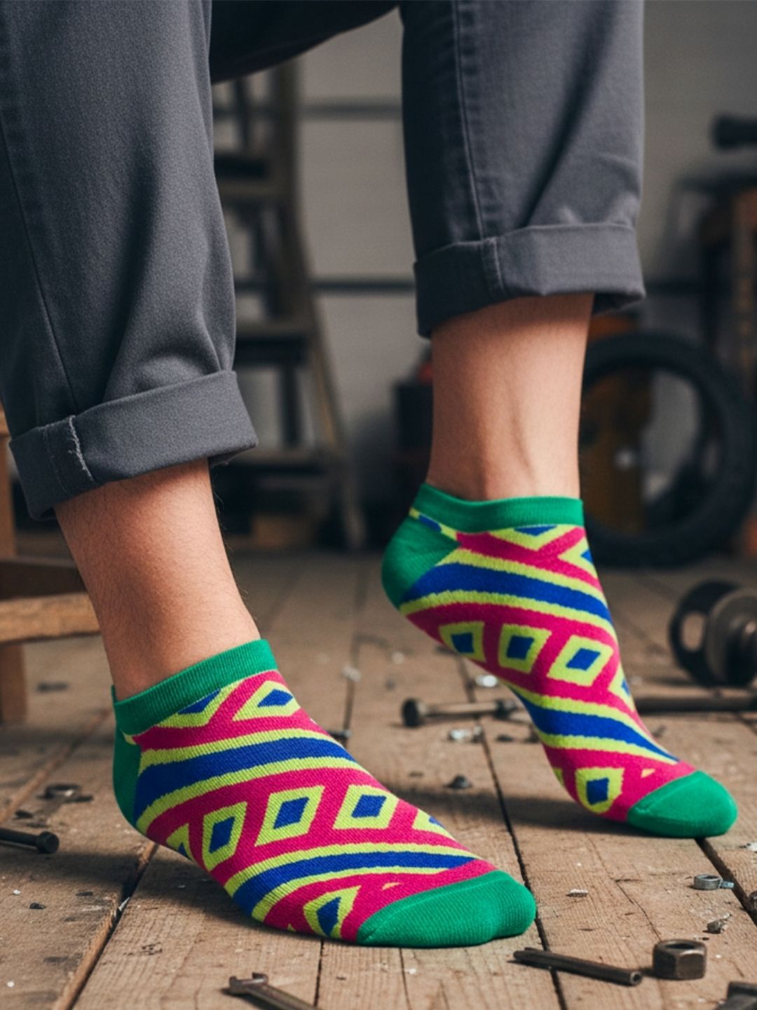 Dynamocks Unisex Cotton Patterned Ankle Length Socks