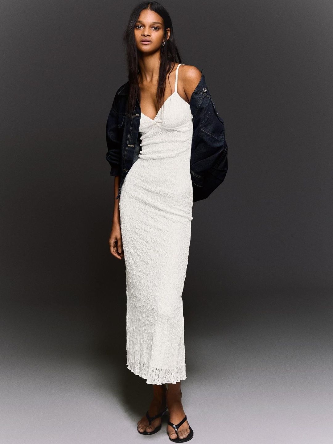 Lace strap midi dress