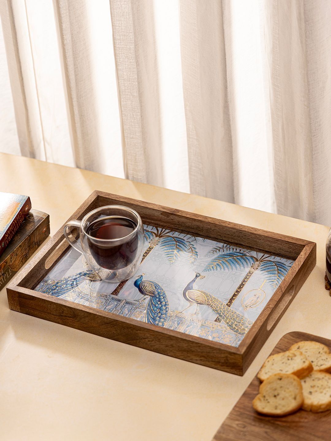 DULI Blue 2026 Wood 1 Pieces Serving Tray