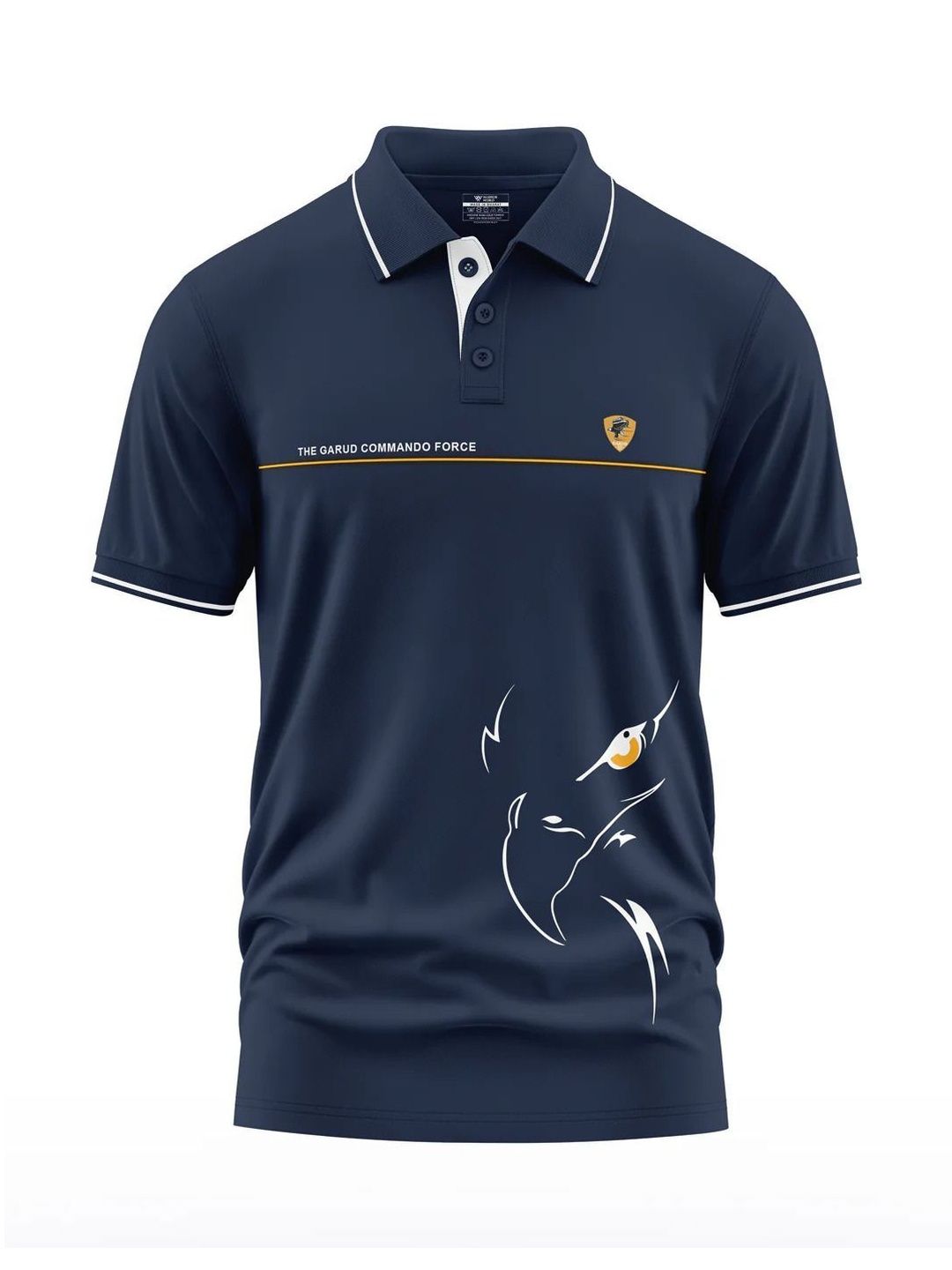 Warrior World Men Printed Polo Collar T-shirt