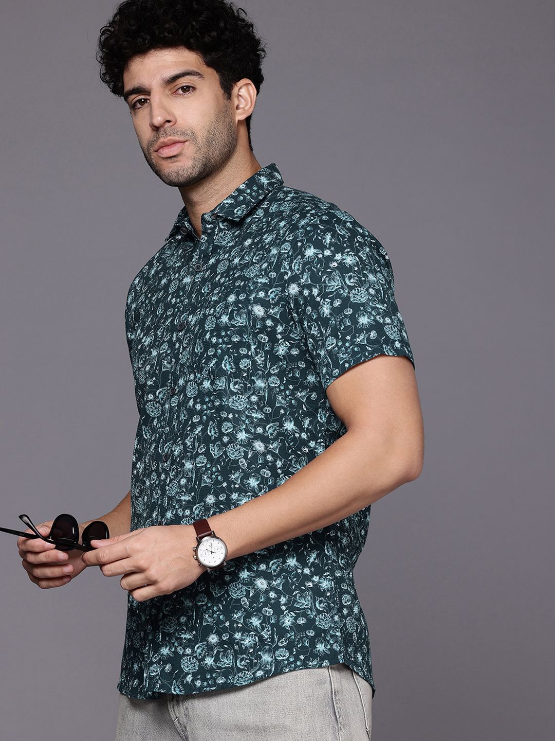 Pure Cotton Casual Shirt Allen Solly Pure Cotton Custom Floral Printed Casual Shirt