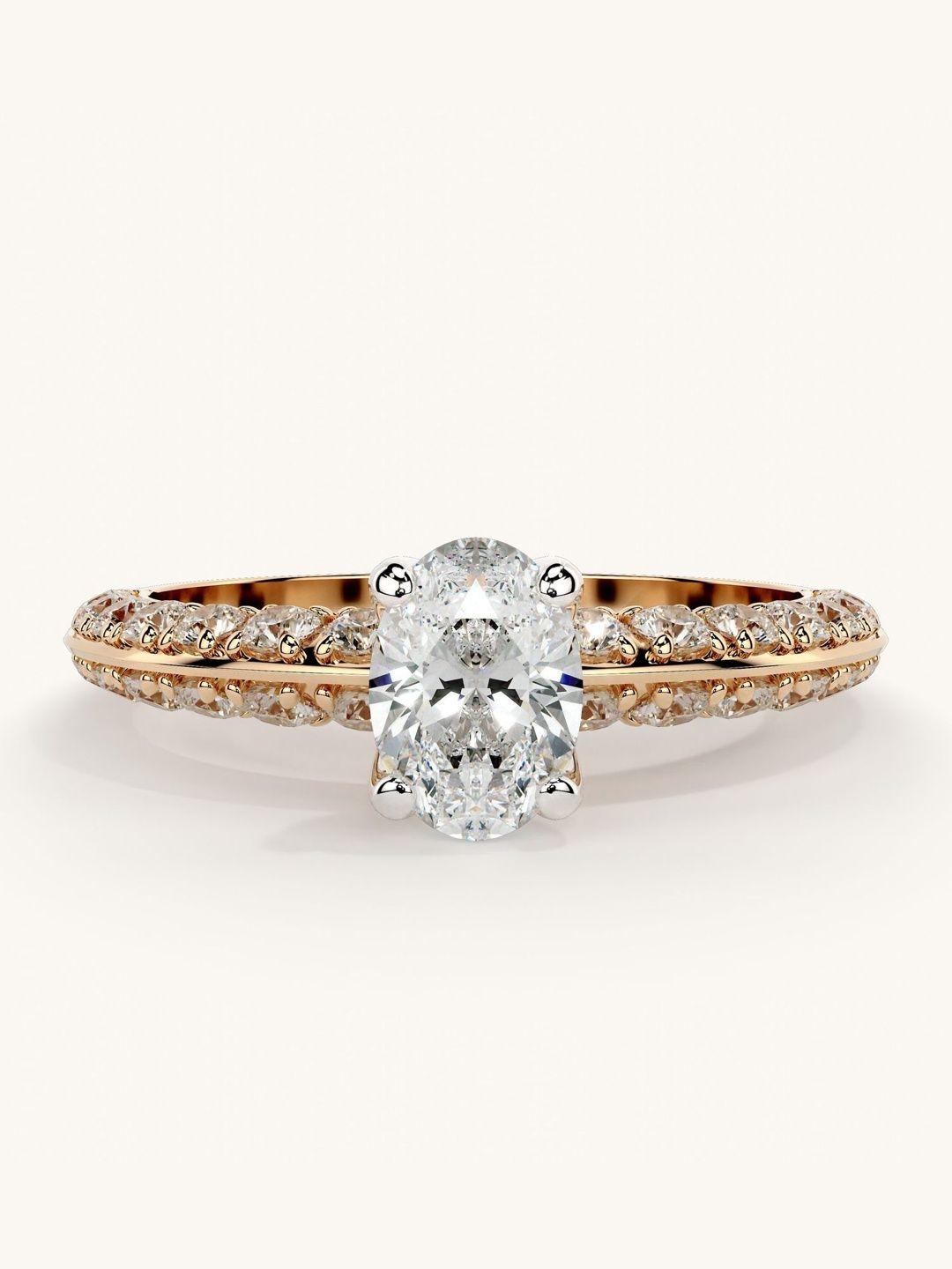 VALANOVA Gold 1.19 CT Lab Dimond Studded Ring- 1.63g
