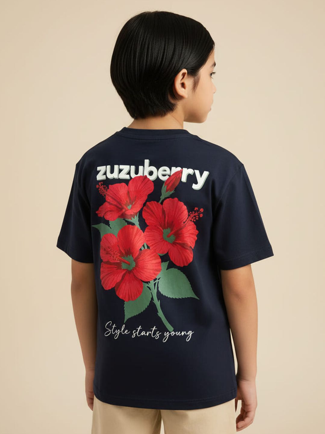 Zuzuberry Kids Printed Drop-Shoulder Sleeves Oversized Cotton T-shirt