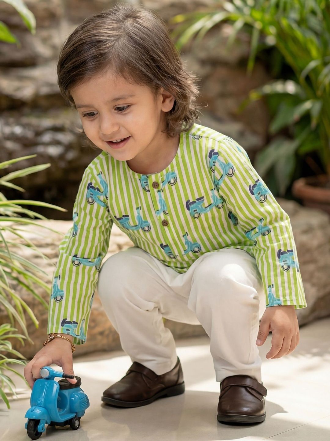 LIL PITAARA Unisex Kids Printed Regular Pure Cotton Kurta with Pyjamas