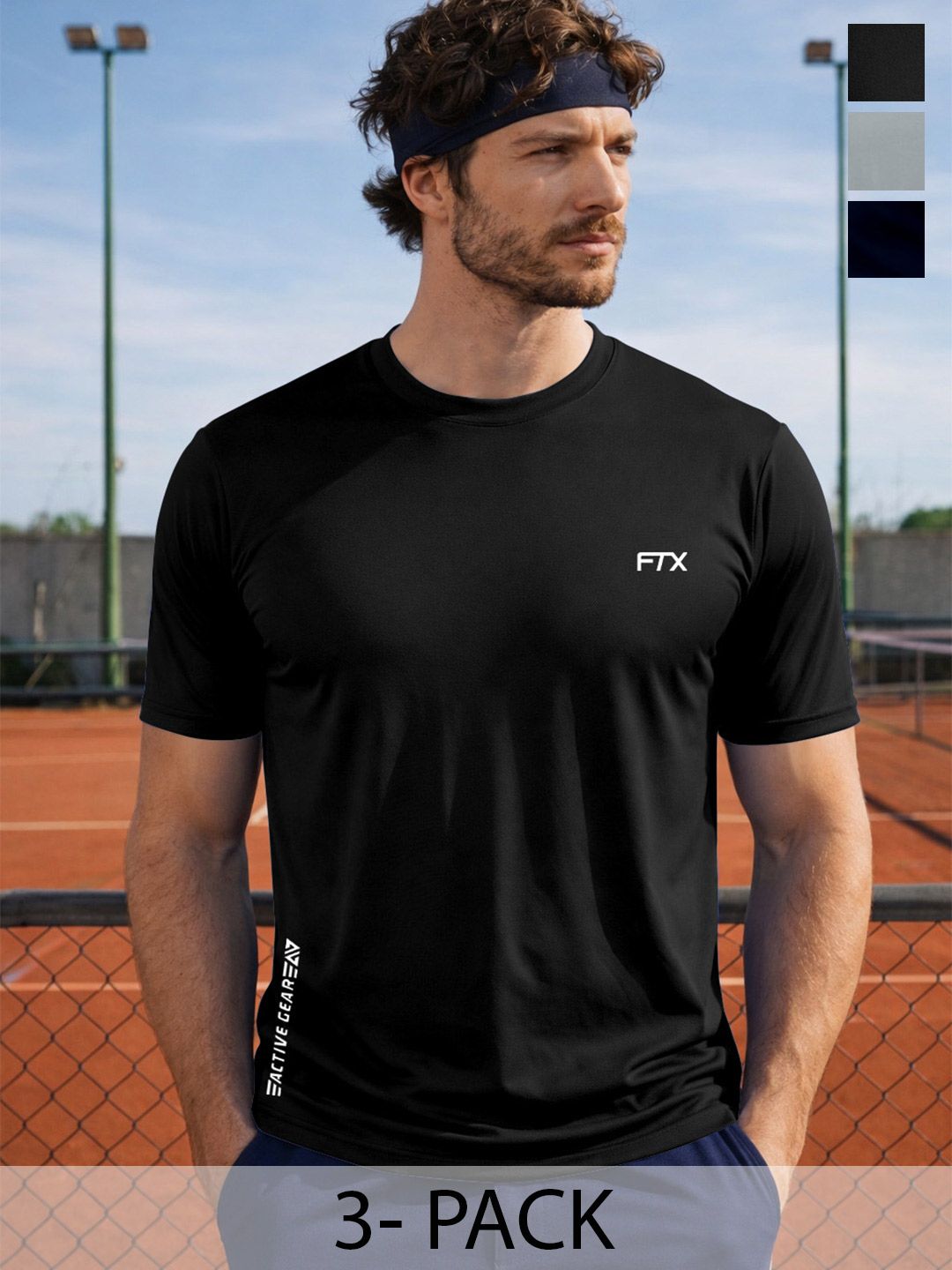 FTX Men Brand Logo 3 Printed Dri-FIT Pockets T-shirt