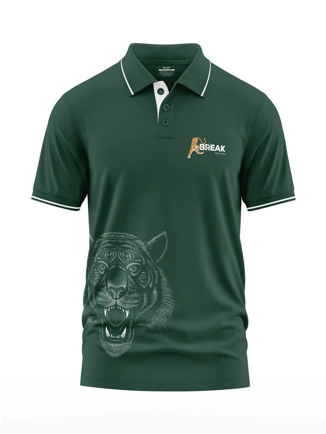 Warrior World Men Printed Polo Collar T-shirt
