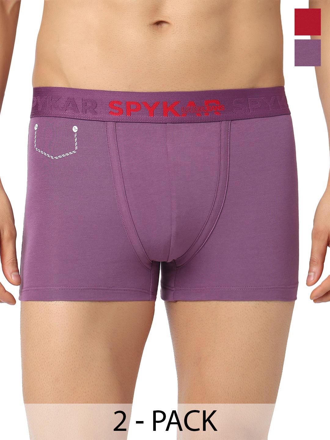 UnderJeans by Spykar Pack of 2 Cotton Blend Solid Trunks
