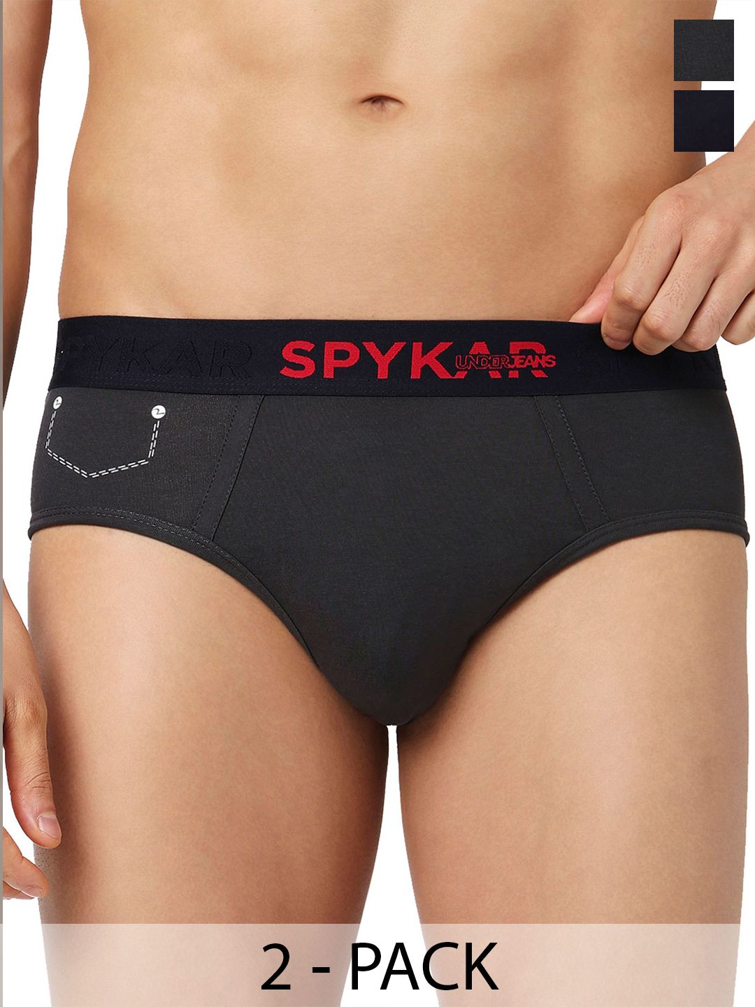 UnderJeans by Spykar Men Pack of 2 Cotton Blend Basic Briefs
