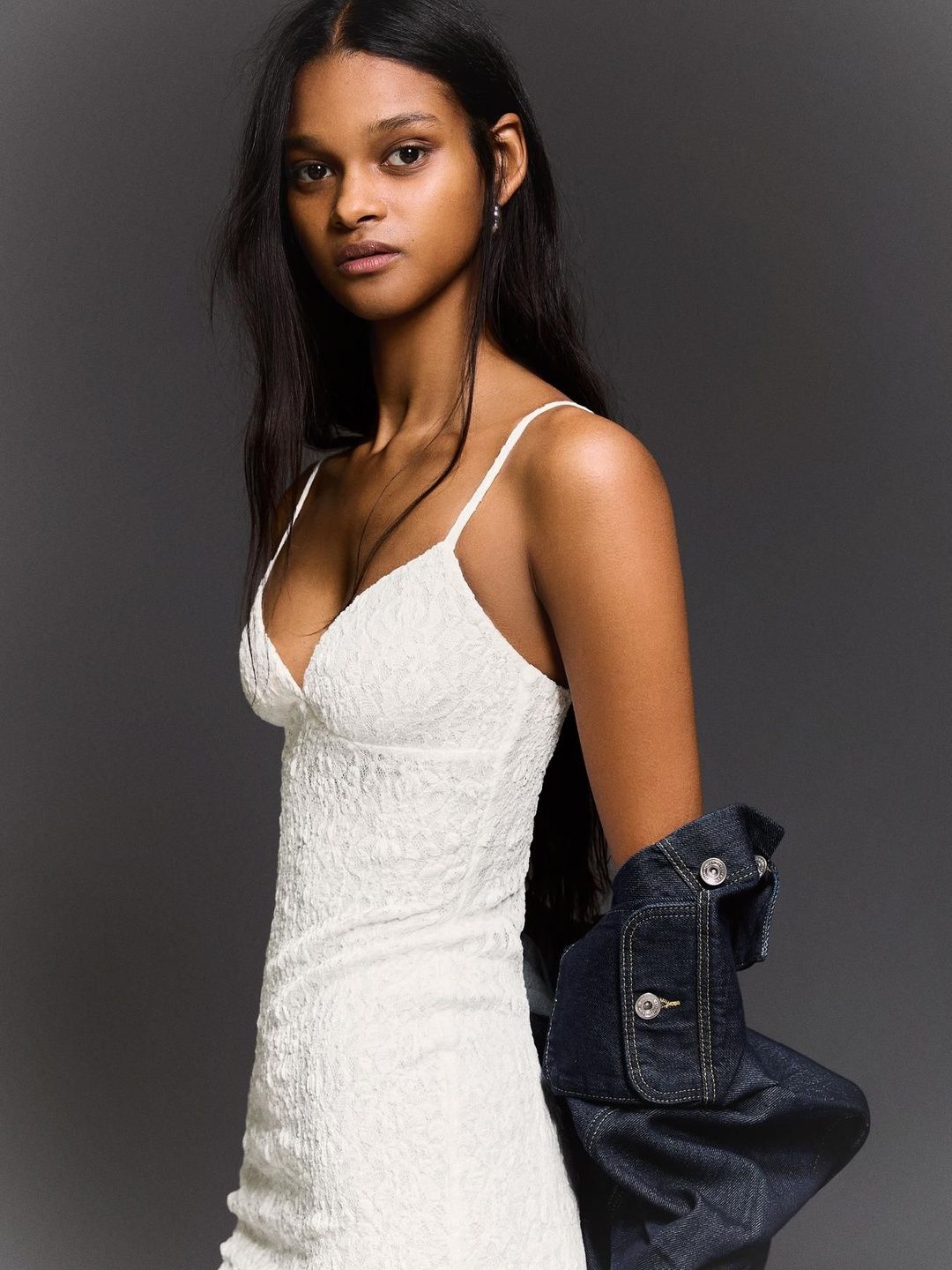Lace strap midi dress