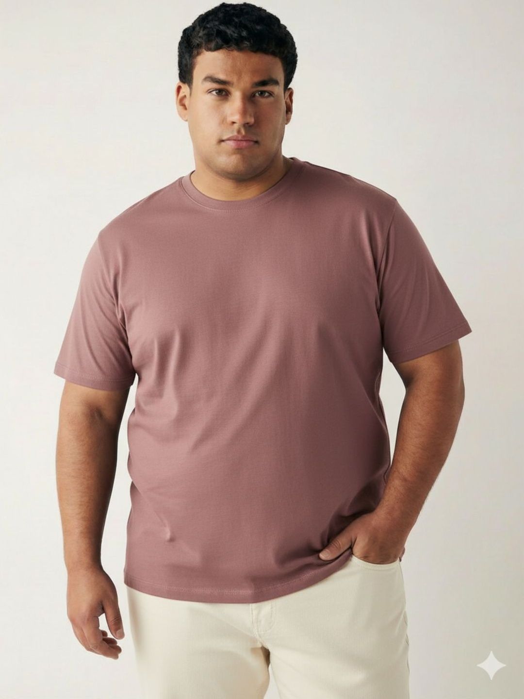 Toodle Plus Men Plus Size Solid Cotton T-Shirt Regular Fit Casual Wear