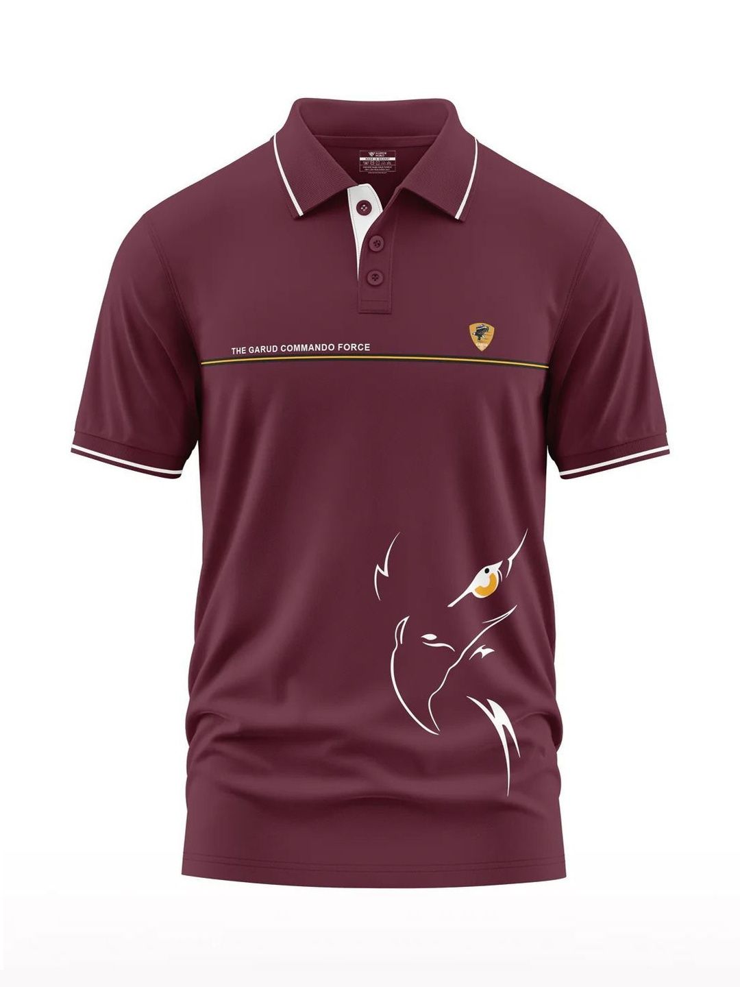 Warrior World Men Printed Polo Collar T-shirt