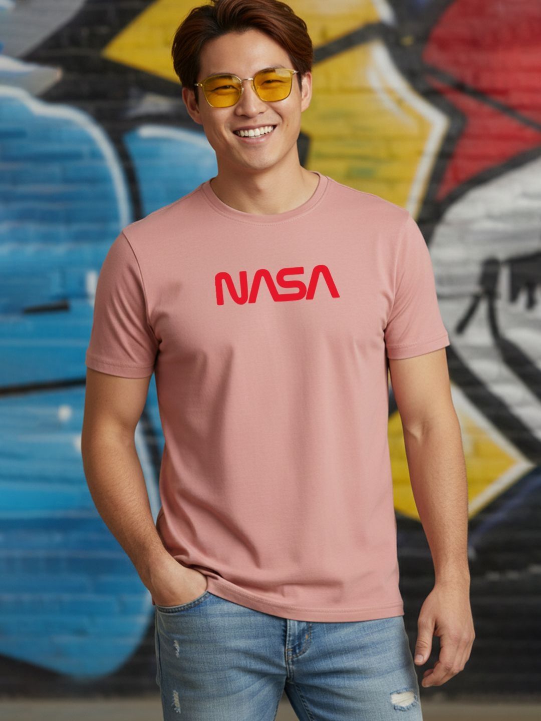 Greylongg Men Brand Logo Printed T-shirt
