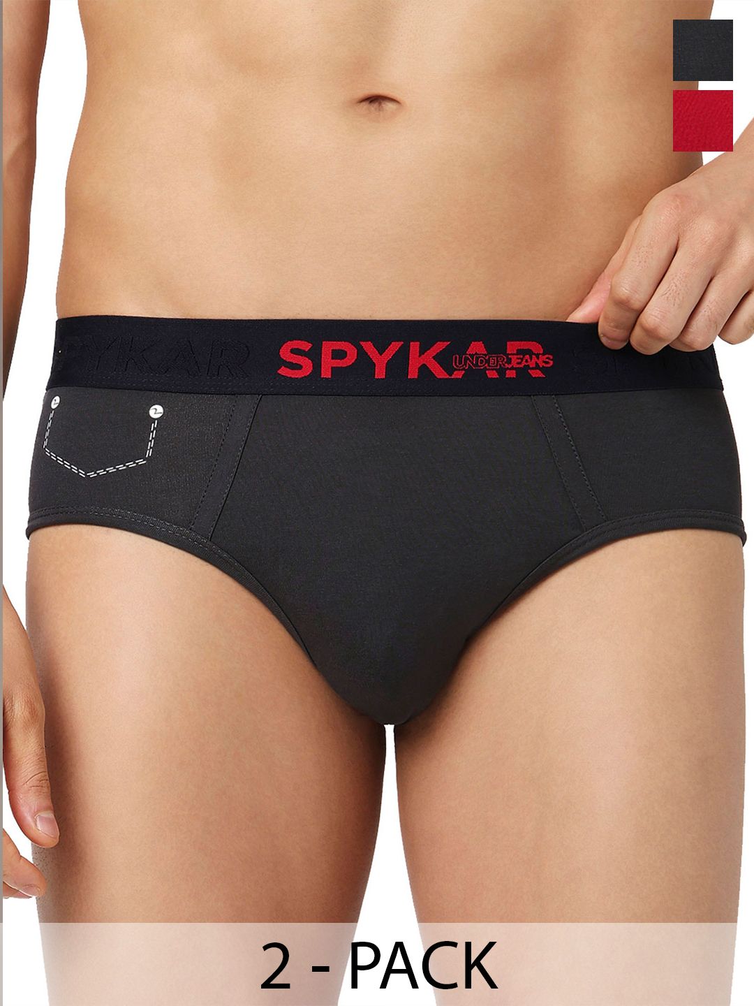 UnderJeans by Spykar Men Pack of 2 Cotton Blend Basic Briefs