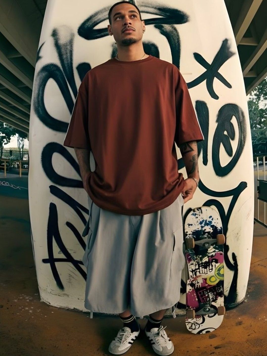 PRONK Men Oversized Drop-Shoulder T-shirt
