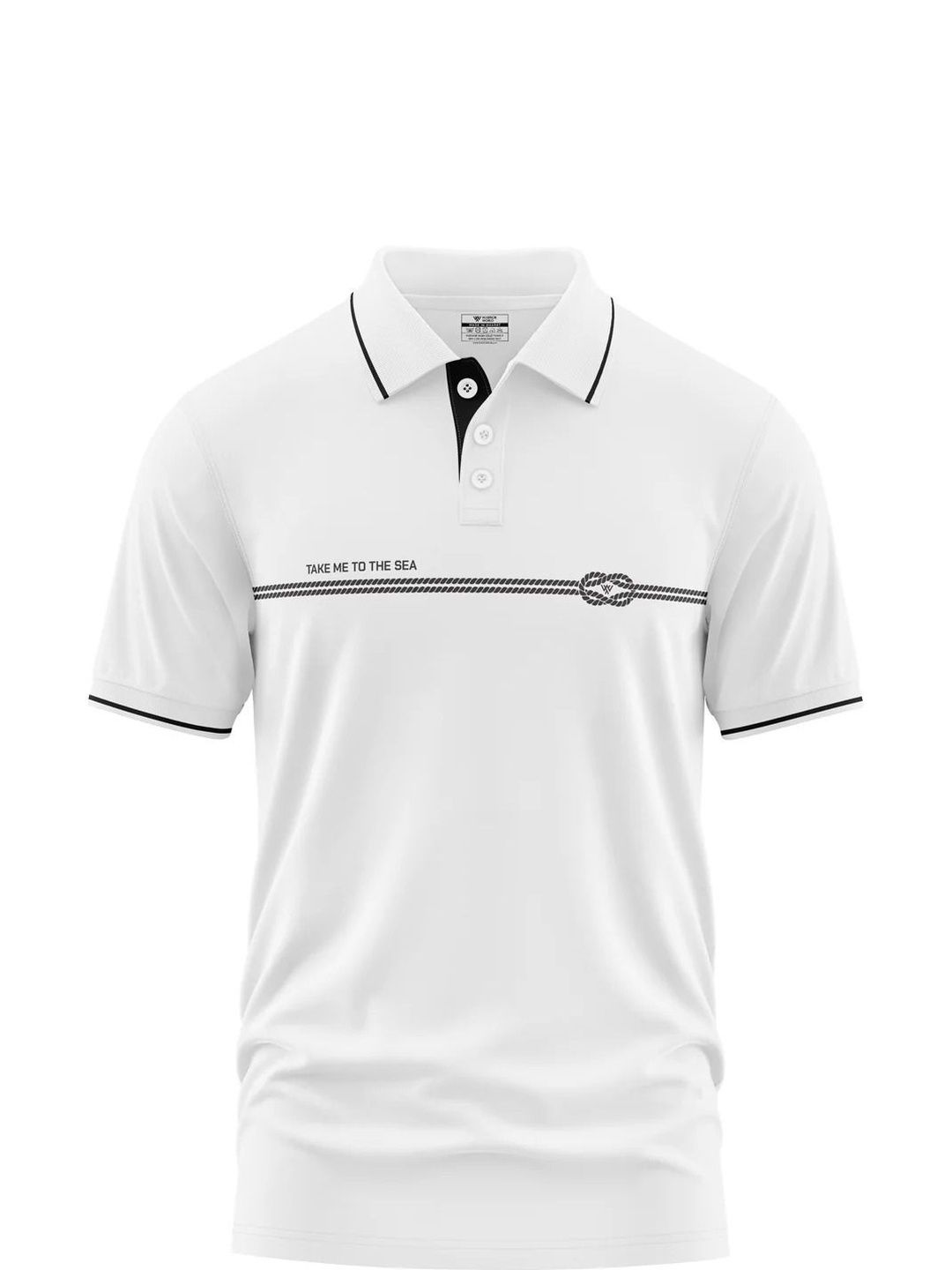 Warrior World Men Typography Printed Polo Collar T-shirt