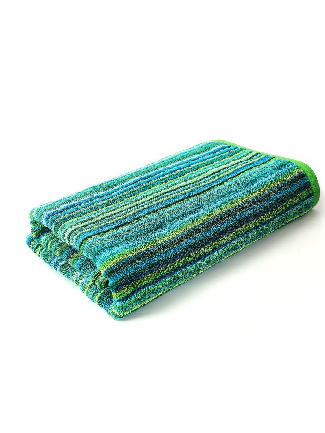 Layers Turquoise Blue & Green 1 Striped Cotton 500 GSM Bath Towel