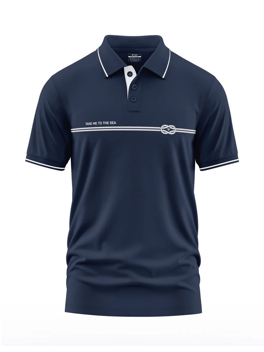 Warrior World Men Typography Printed Polo Collar T-shirt