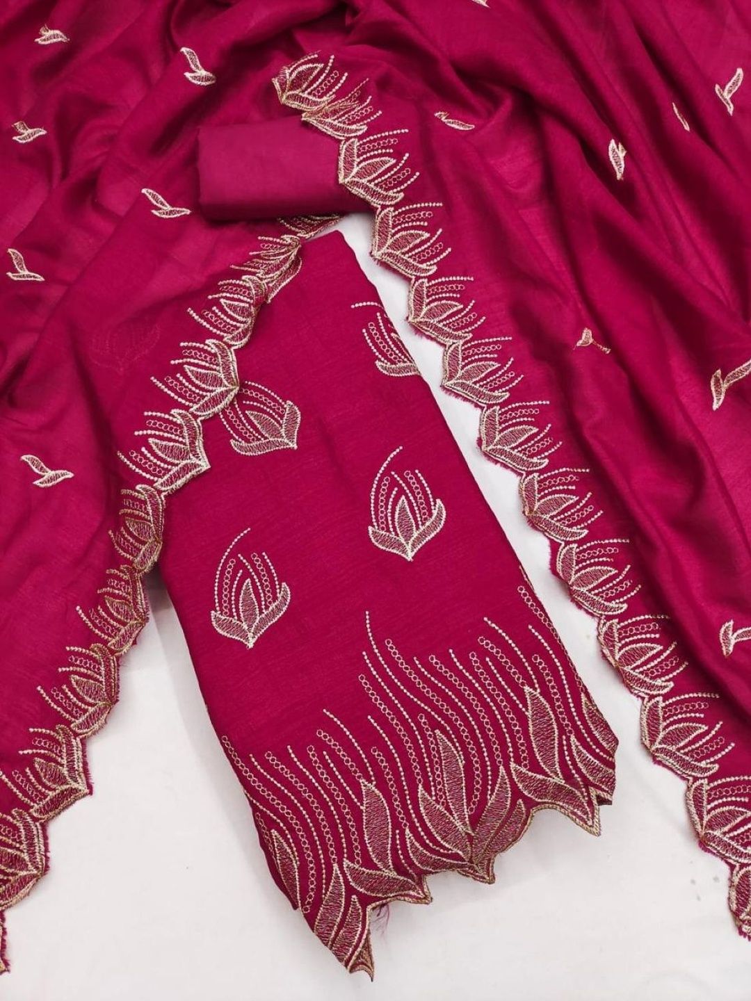 KALINI Embroidered Viscose Rayon Unstitched Dress Material