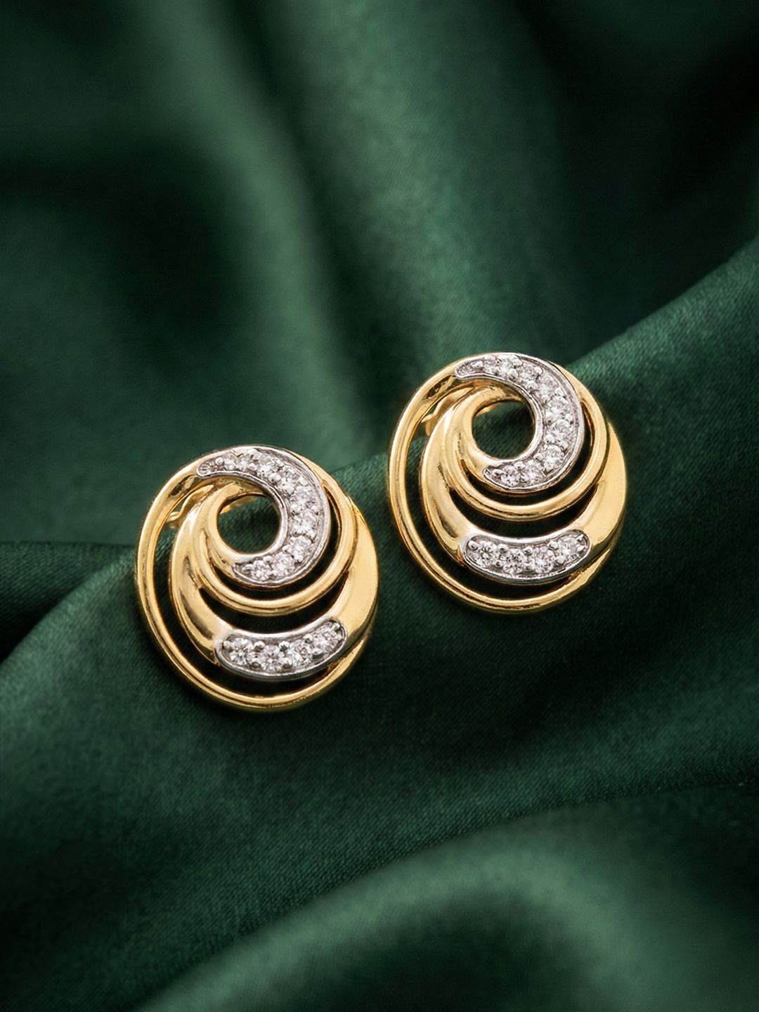 MAEJOY Concentric Rings Lab Grown Diamond 92.5 Sterling Silver 18KT Gold Plated Studs