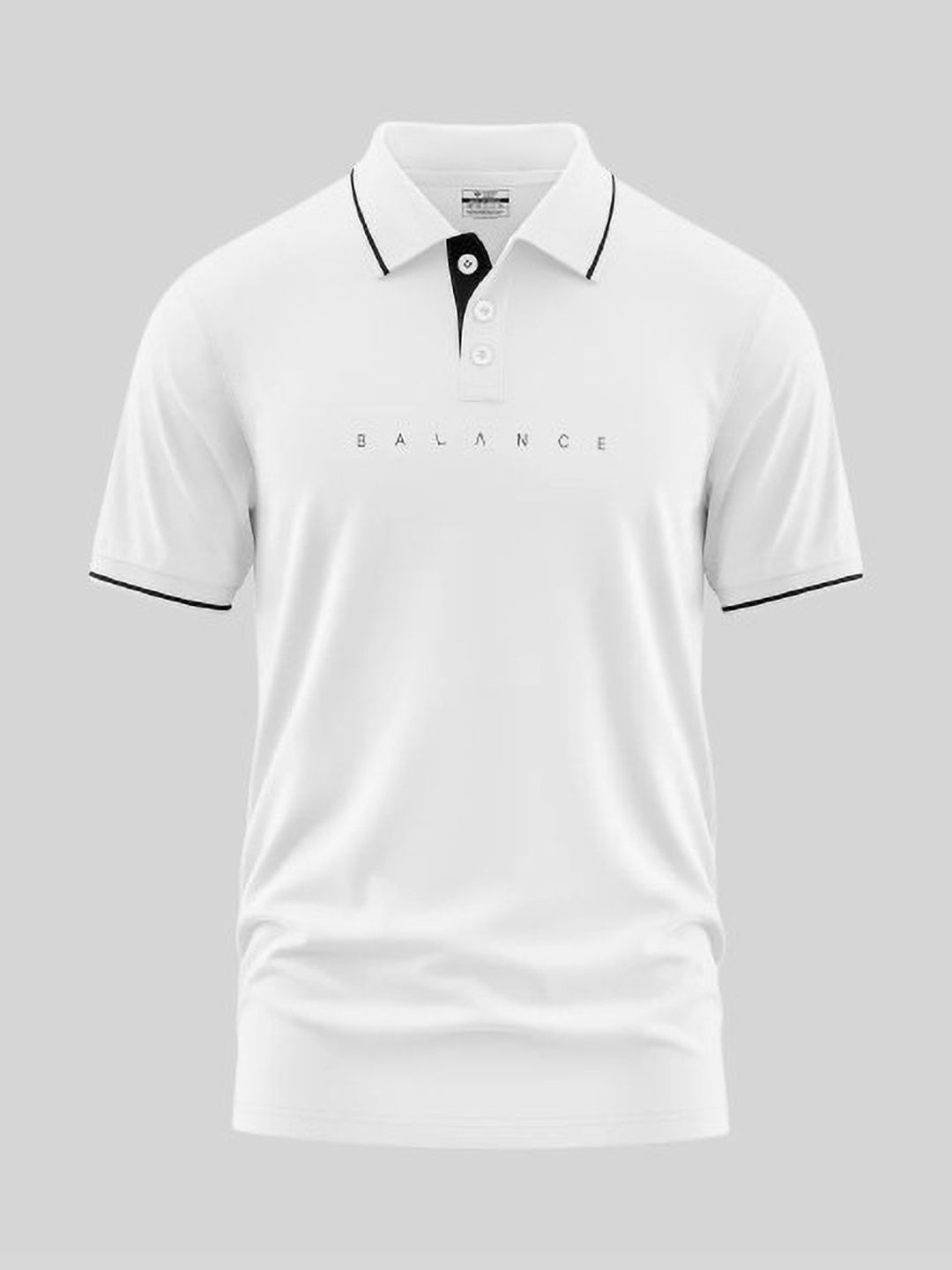 Warrior World Men White Typography Printed Cotton Polo Collar T-shirt