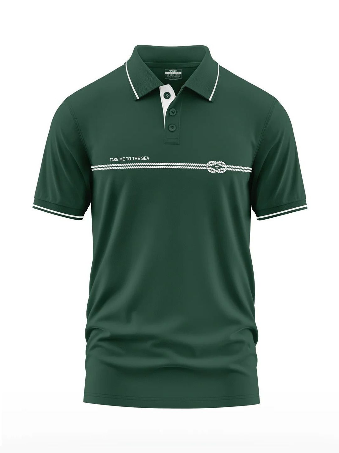 Warrior World Men Typography Printed Polo Collar T-shirt