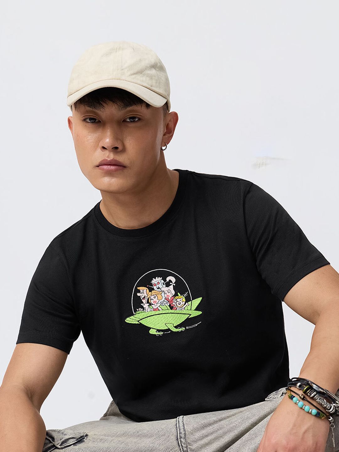 The Souled Store Men Relaxed Fit Cartoon Network Printed Black T-Shirts