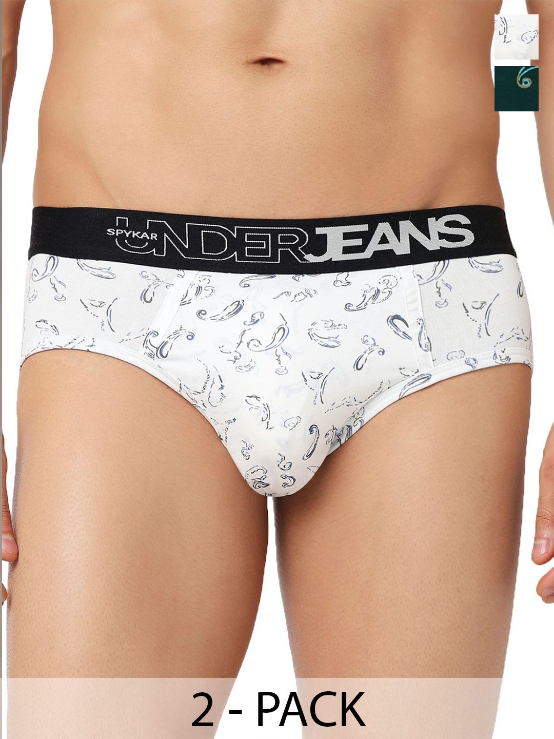 UnderJeans by Spykar Men Pack of 2 Printed Cotton Blend Basic Briefs