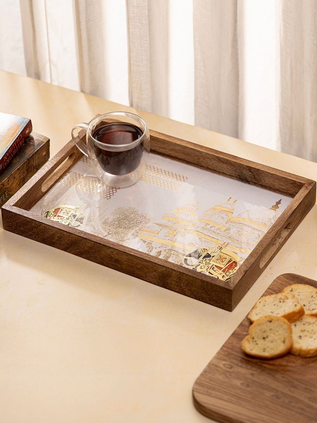 DULI Cream-Coloured 2026 Wood 1 Pieces Serving Tray