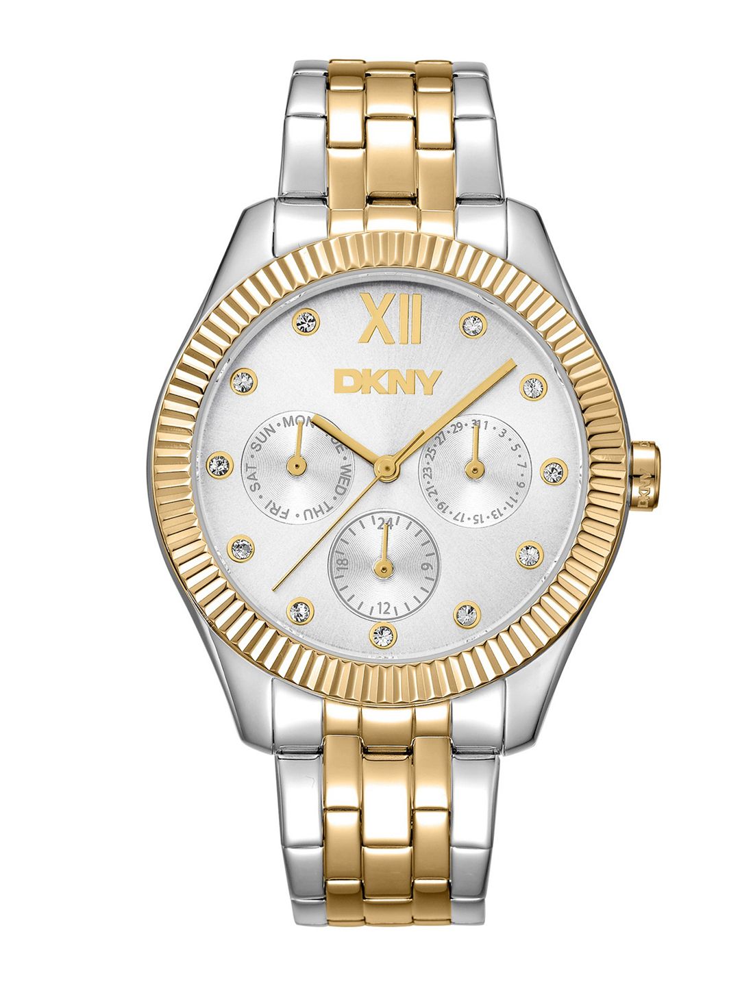 Women Multi Function Watch DKNY Women Embellished Dial & Bracelet Style Straps Analogue Multi Function Watch DK1L128M0085