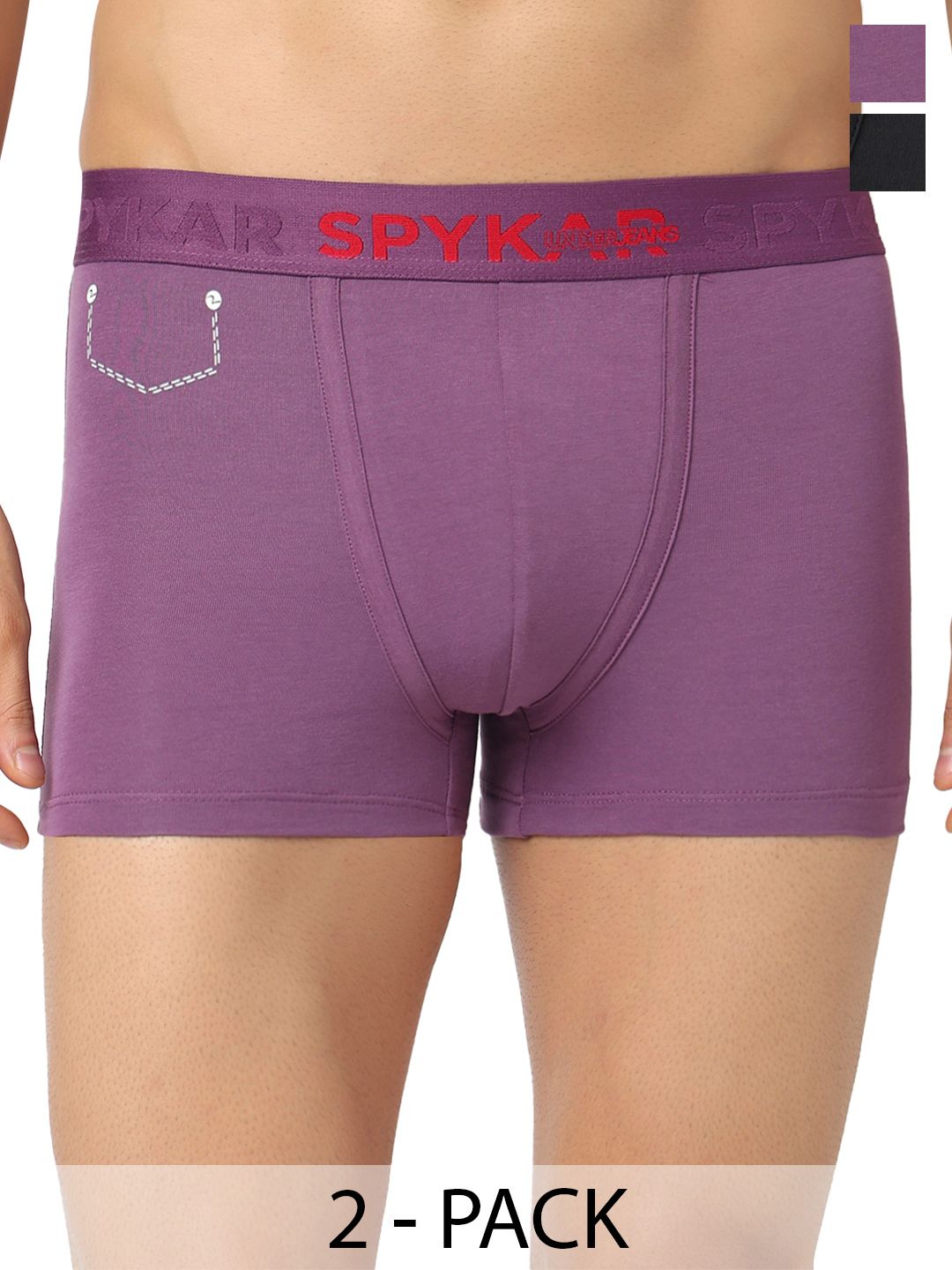 UnderJeans by Spykar Pack of 2 Cotton Blend Solid Trunks