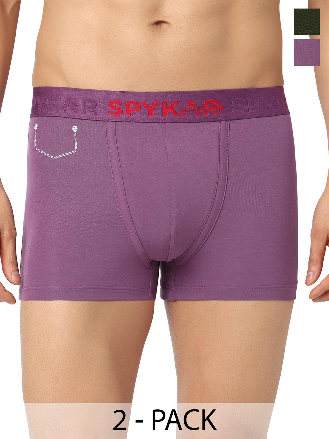 UnderJeans by Spykar Pack of 2 Cotton Blend Solid Trunks