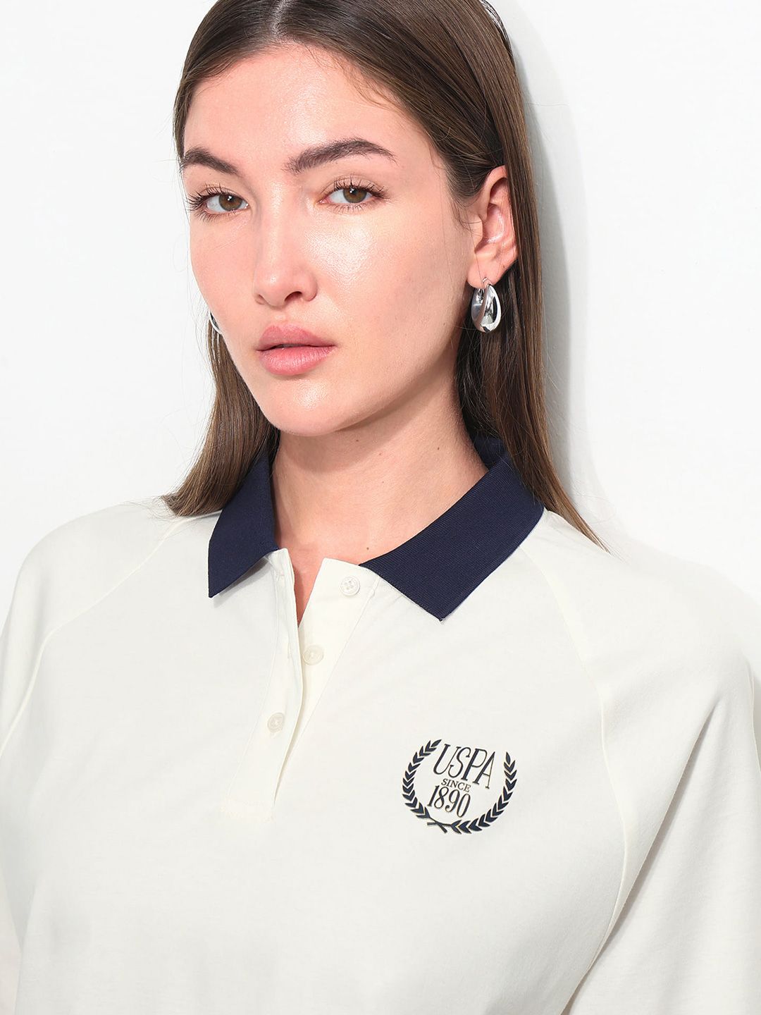 Brand Logo Striped Polo Collar T-shirt