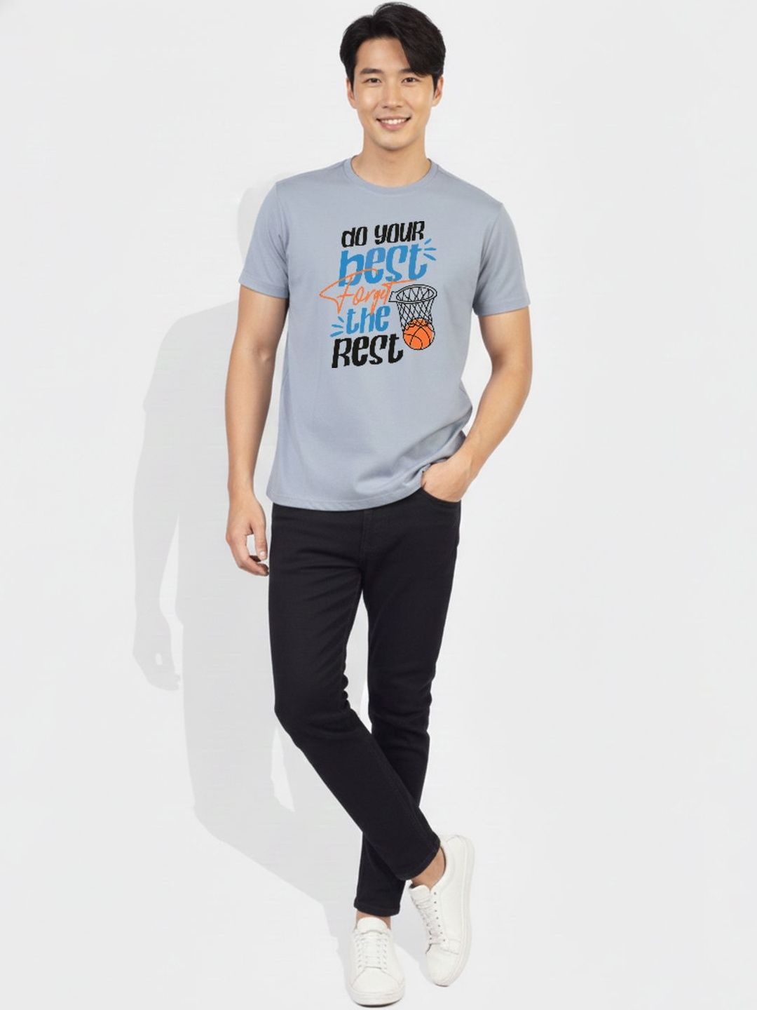 Greylongg Typography Printed T-shirt
