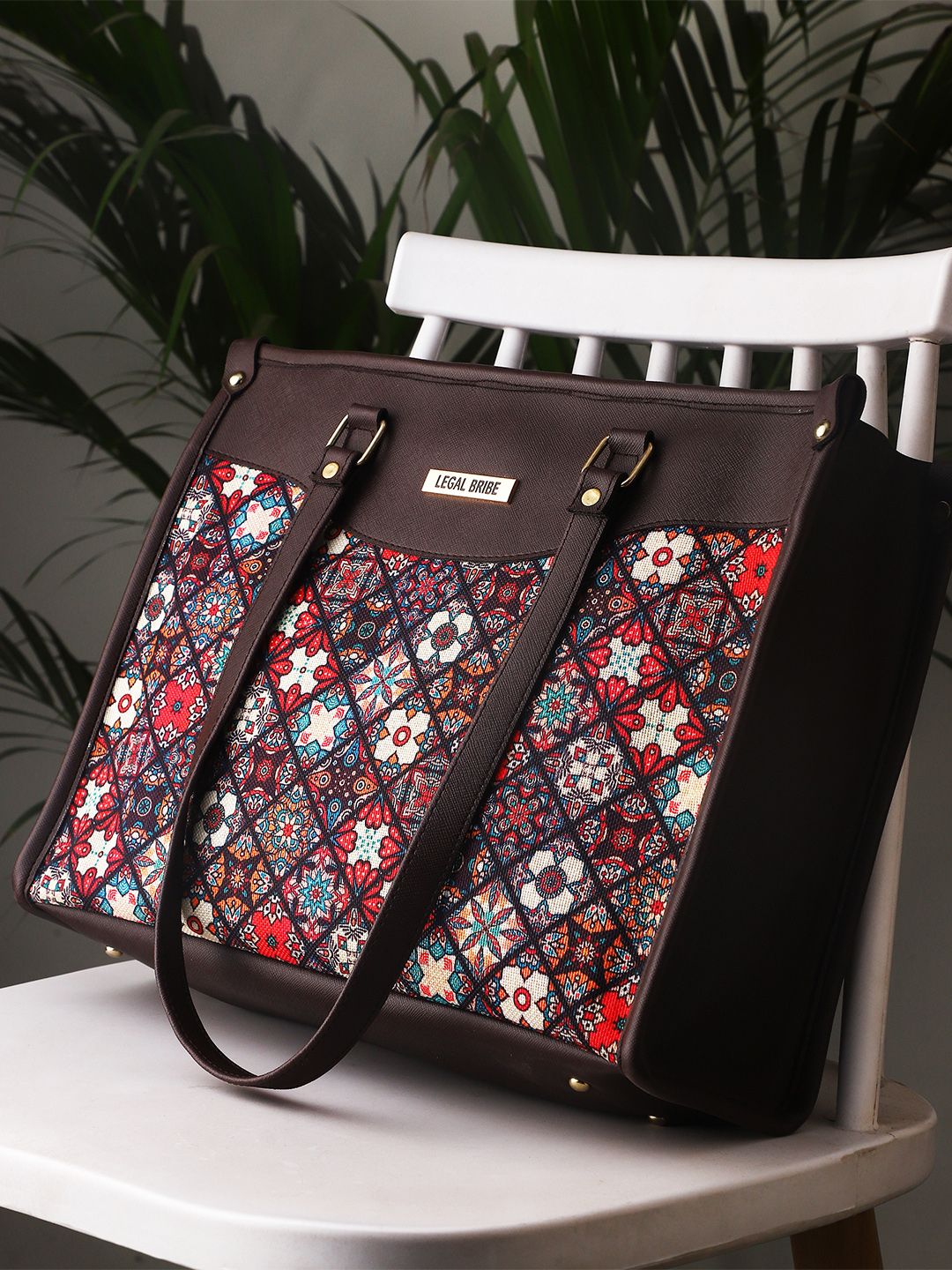 LEGAL BRIBE LEGAL BRIBE Ethnic Motifs Printed PU Structured Tote Bag