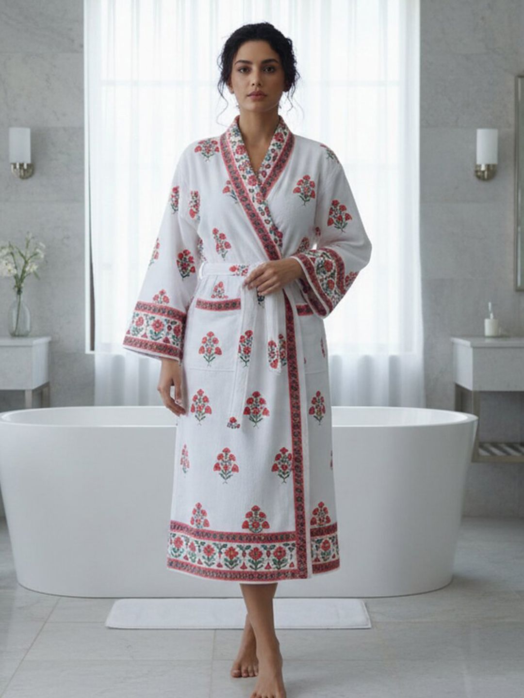 Jinaya's Printed Cotton Bath Robe & Wraps
