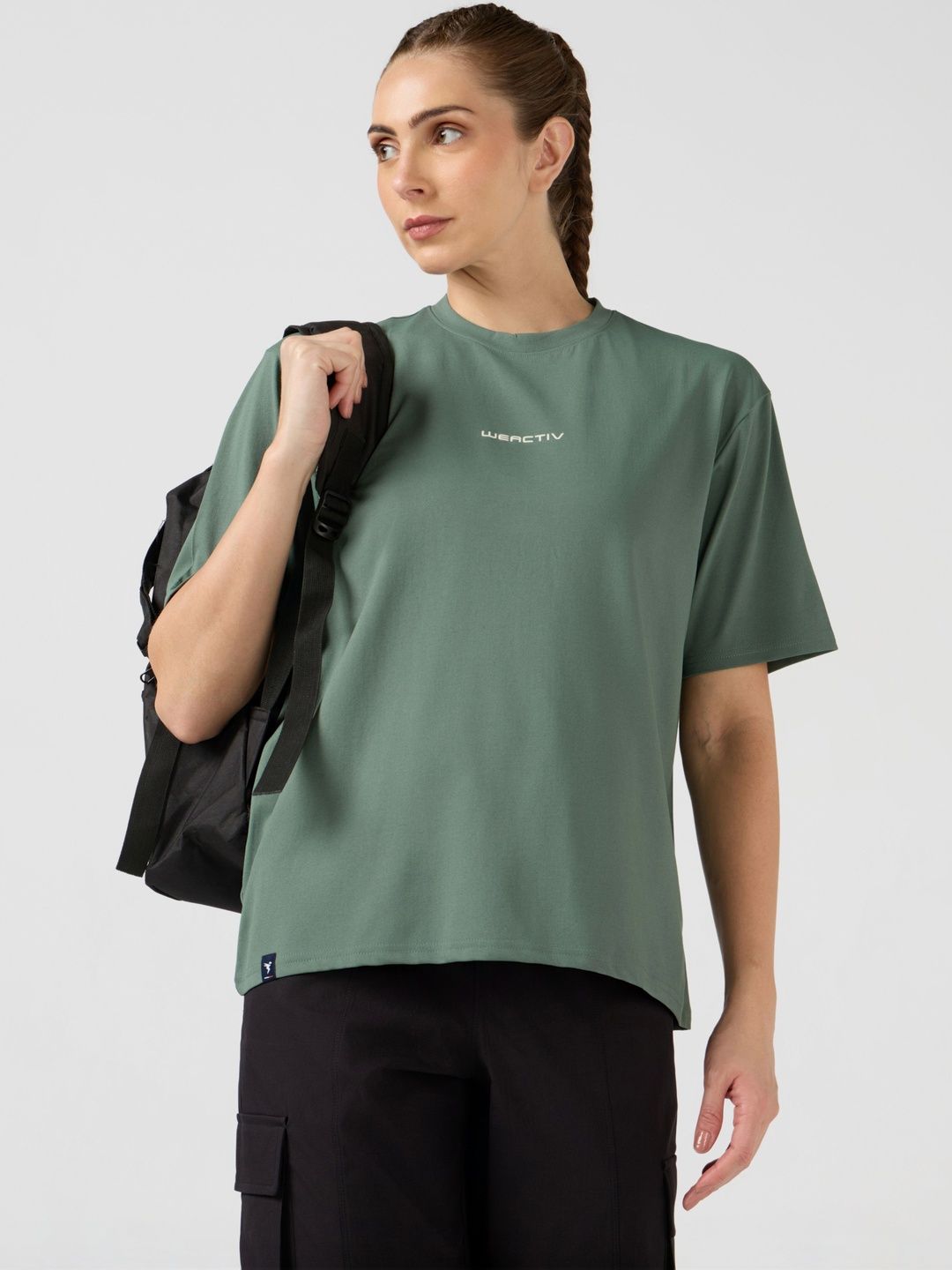 Technosport Women Brand Logo Printed Boxy T-shirt