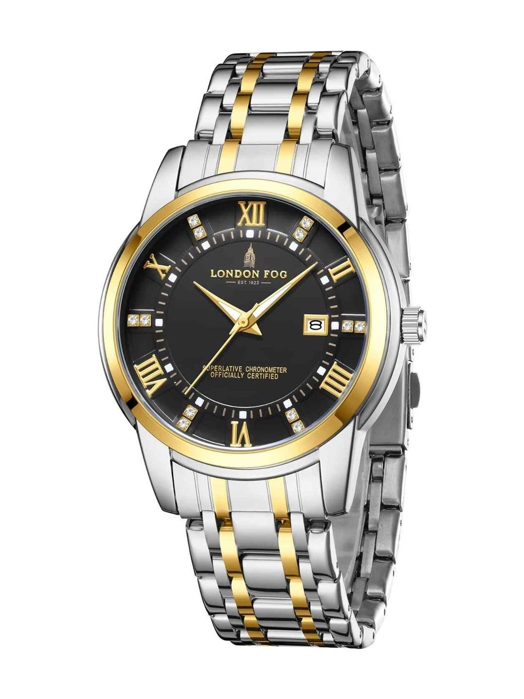 LONDON FOG LONDON FOG Men Embellished Dial & Stainless Steel Bracelet Style Straps Analogue Watch LFM10002-33