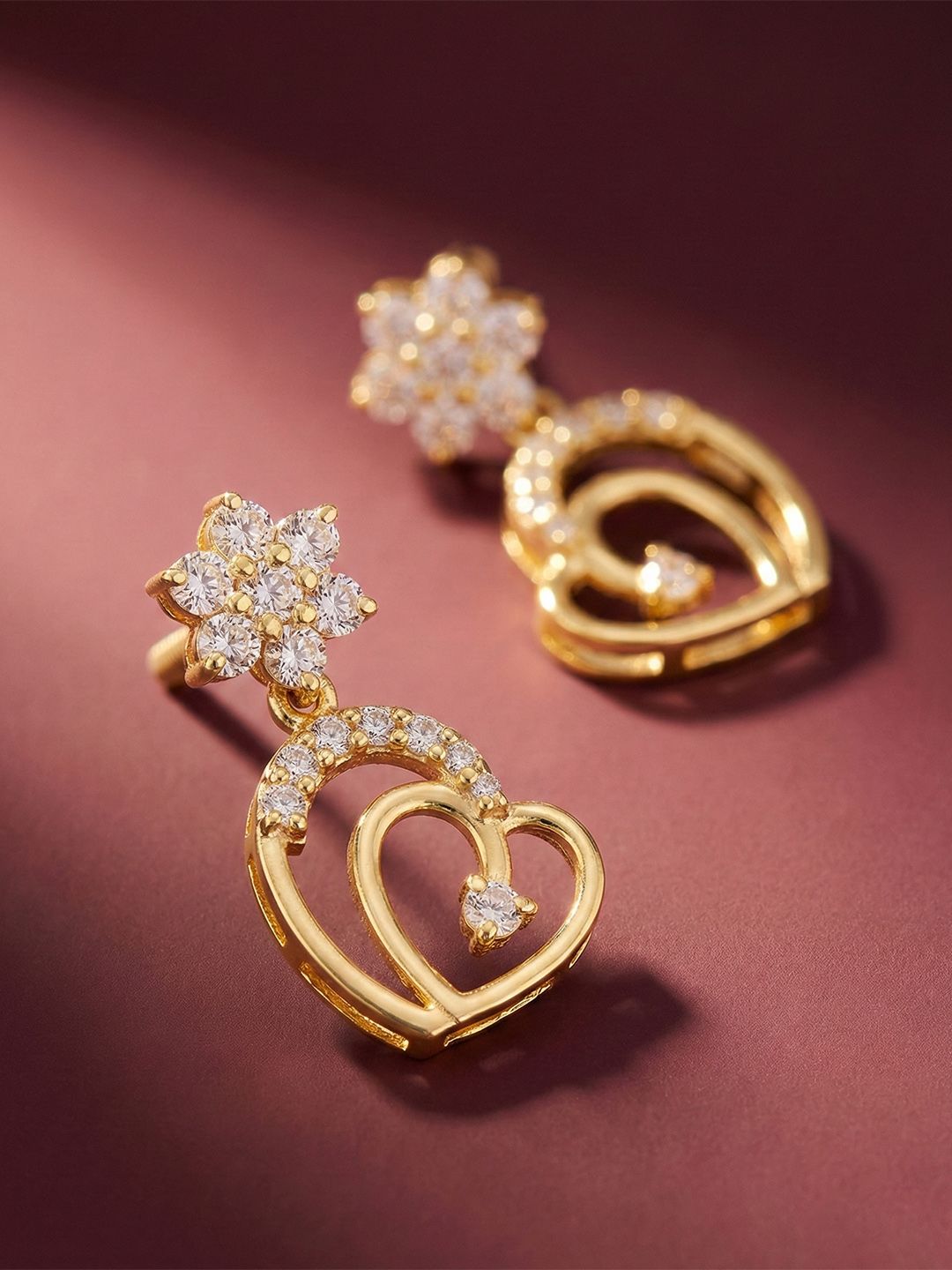 MAEJOY Heart Lab grown diamond 92.5 Sterling Silver 18KT Gold plated drop earrings