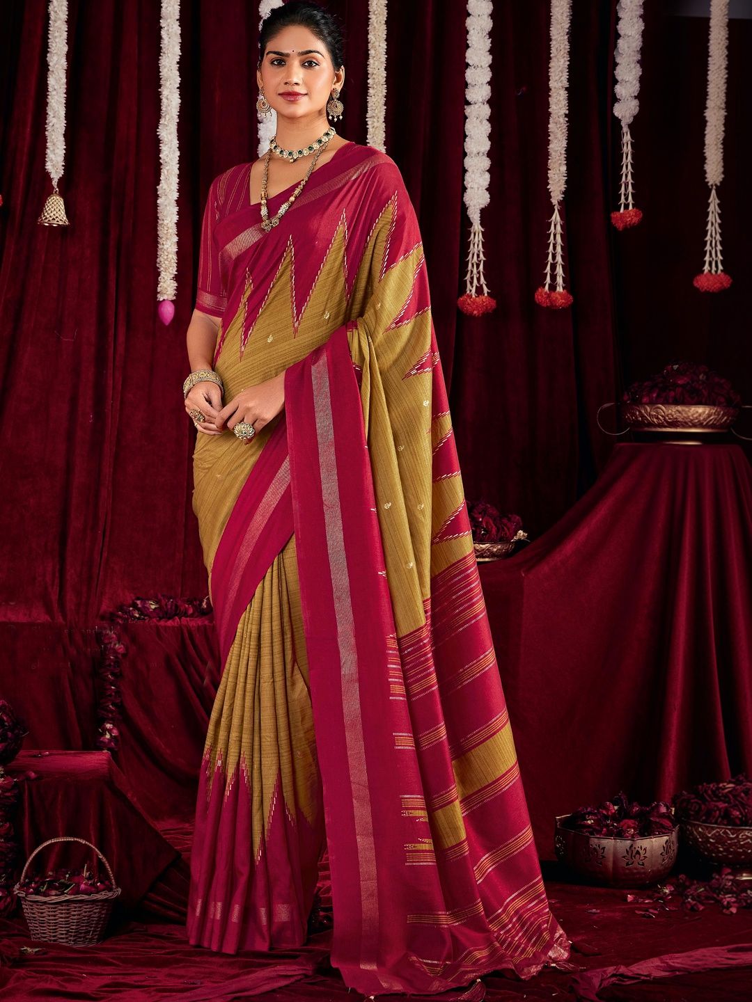 Woven Design Silk Cotton Saree Dhaaga Ghar Woven Design Zari Silk Cotton Handloom Saree