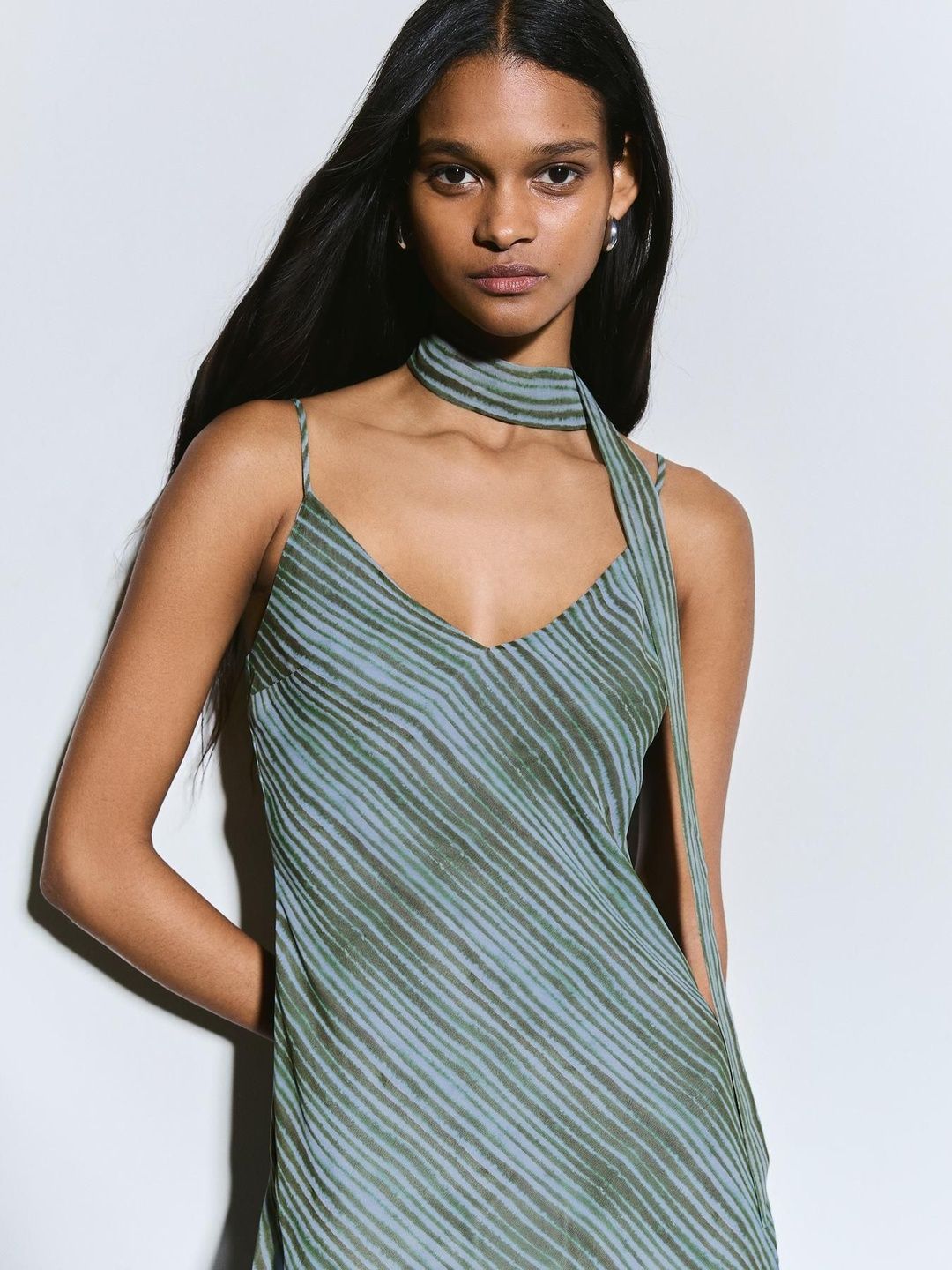 Scarf chiffon midi dress