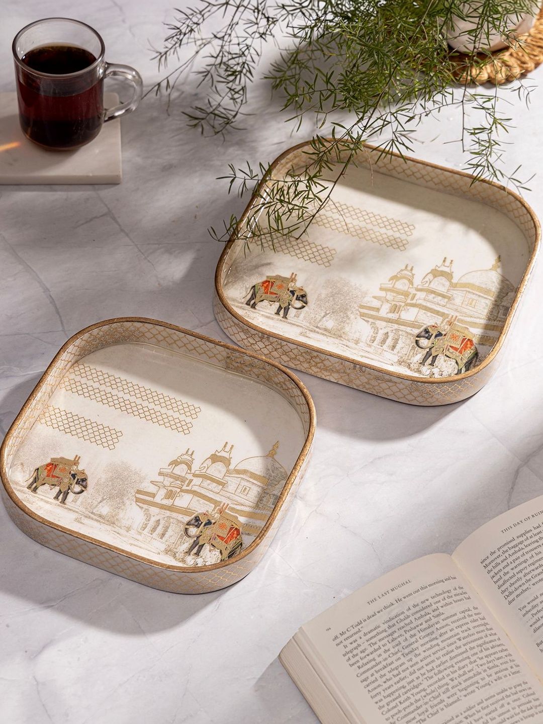 DULI Cream-Coloured 2026 Wood 2 Pieces Serving Tray