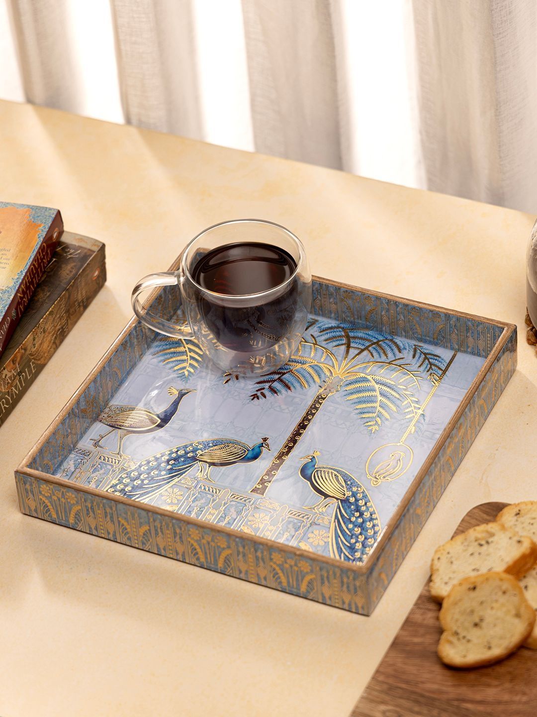 DULI Blue 2026 MDF 1 Pieces Easy to Clean Serving Tray