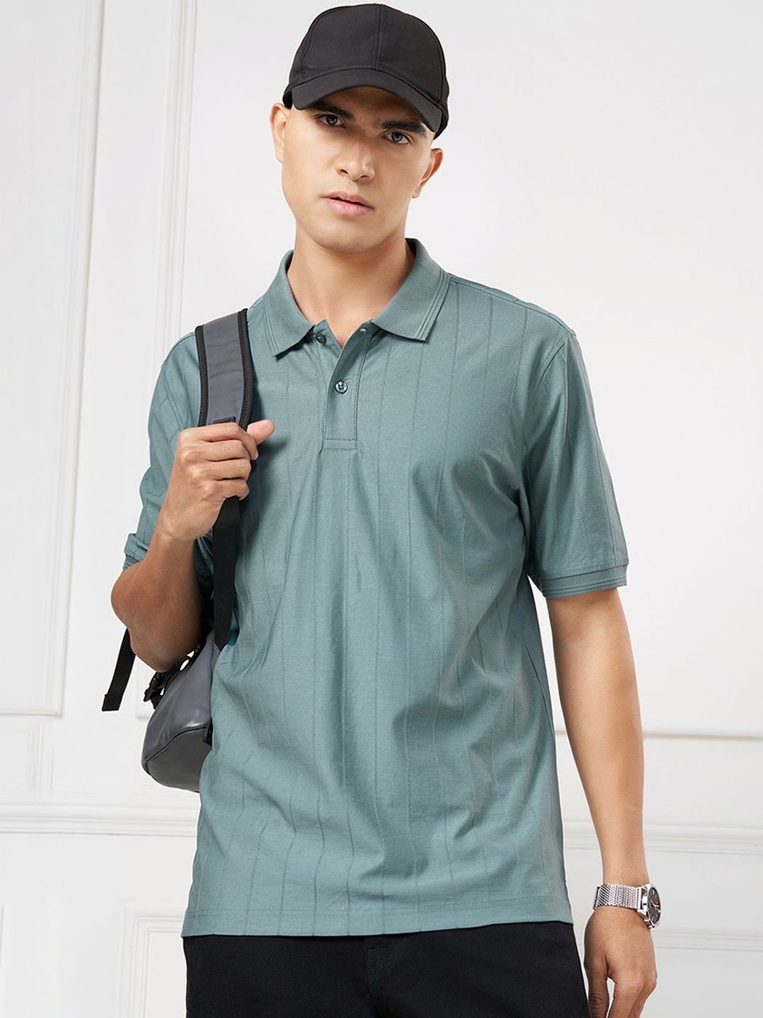 Peregrine by Pantaloons Men Polo Collar T-shirt