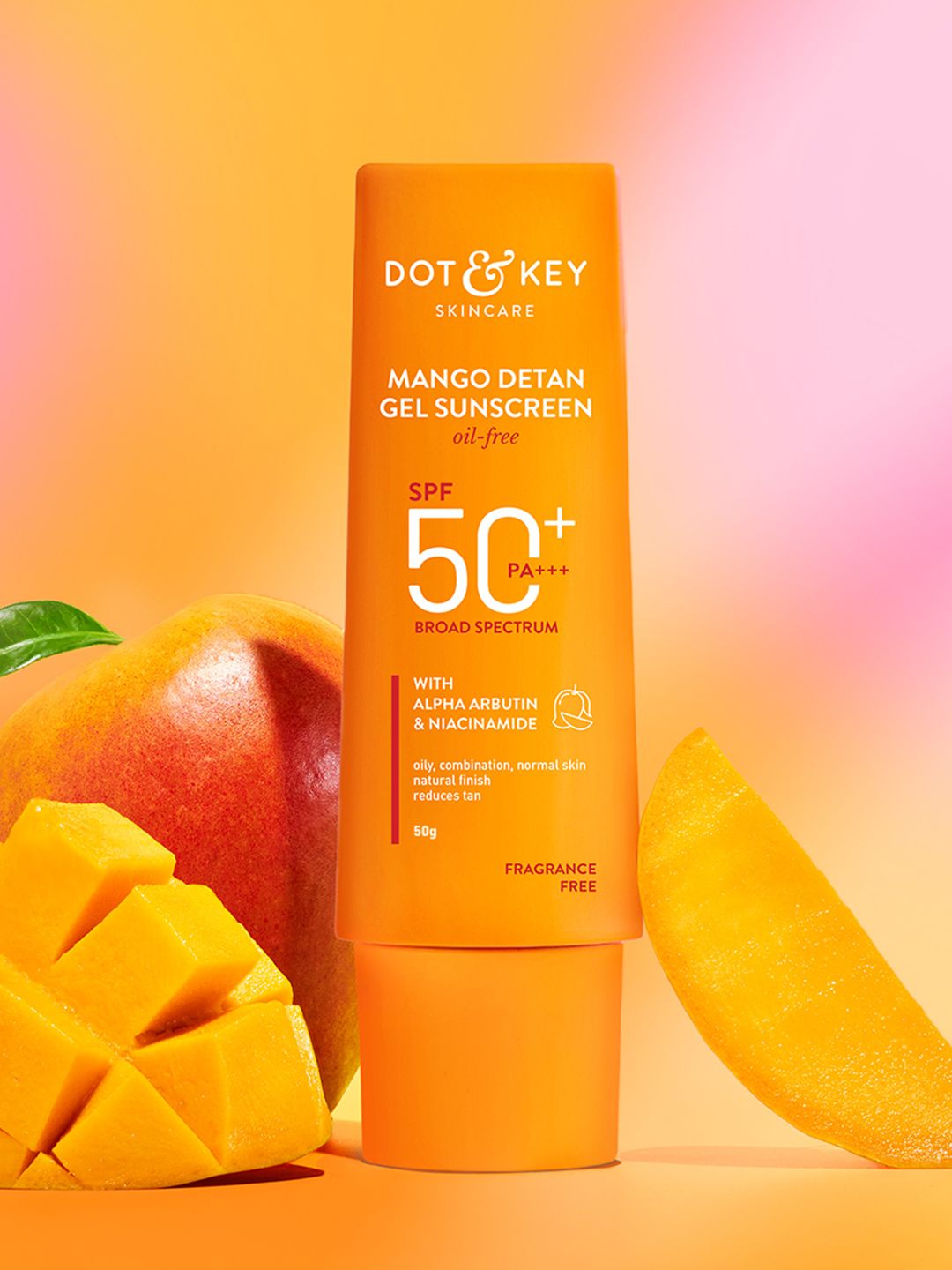DOT & KEY DOT & KEY Mango Detan Gel Sunscreen In-Vivo Tested SPF 50+ PA++++, Oil-Free Formula - 50g