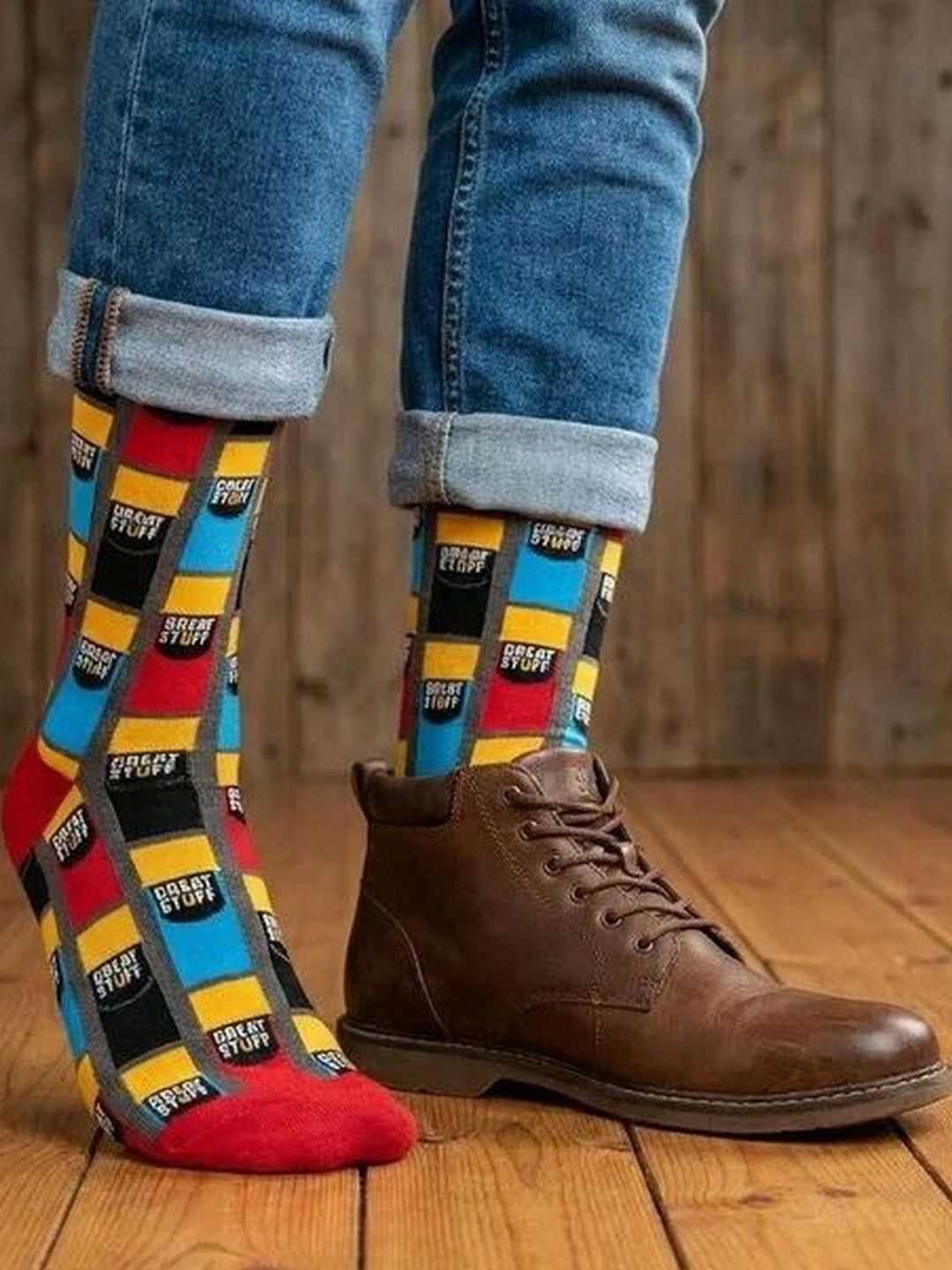 JUMPLINGS Men Cotton Patterned Calf Length Socks