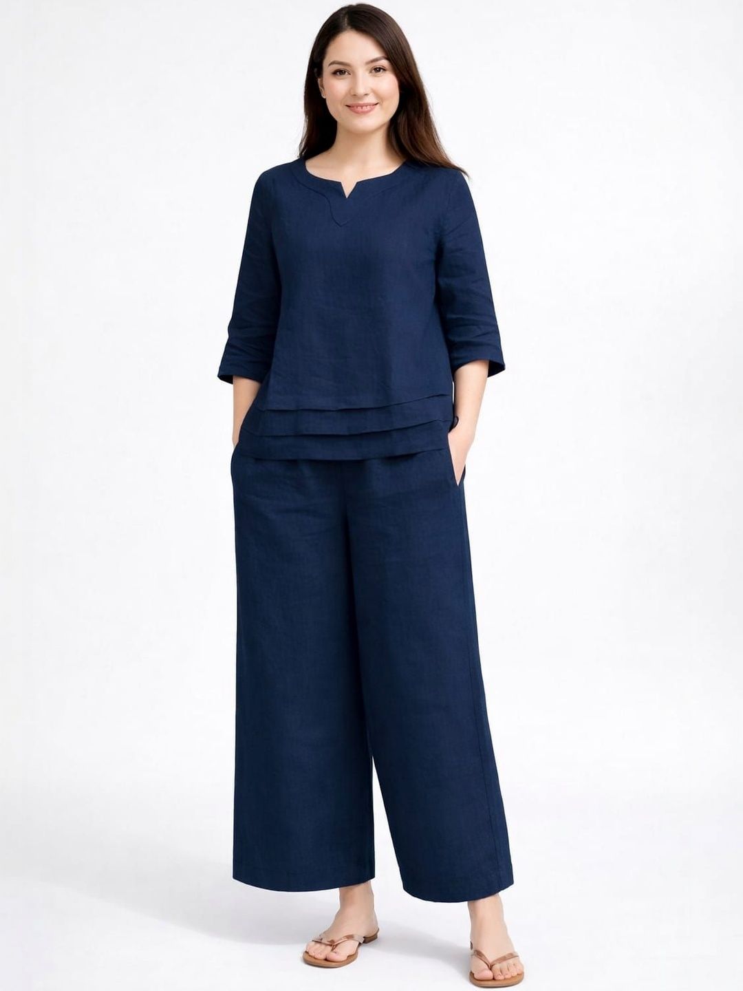 Ramyka Round Neck Top With Trousers