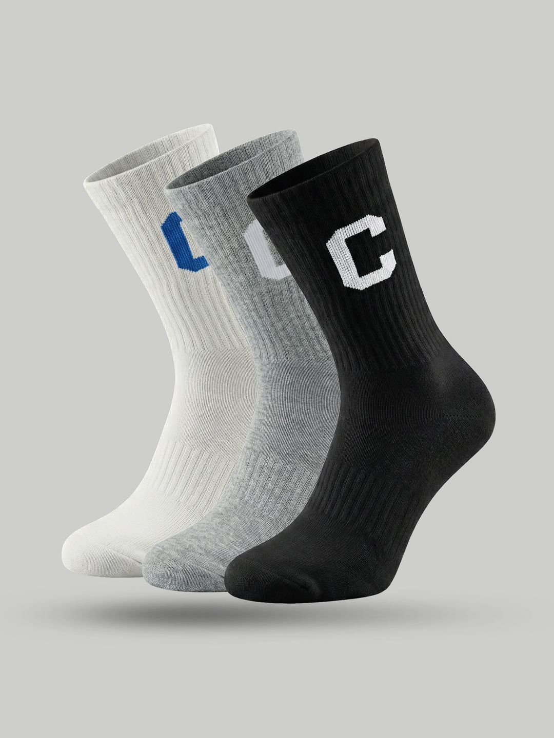 XYXX Men Pack of 3 Assorted Patterned Above Ankle Socks